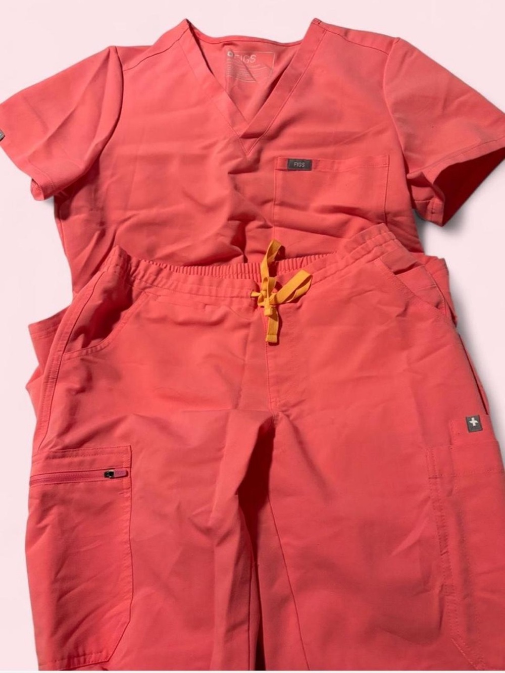 FIGS Coral Pink Scrub Set